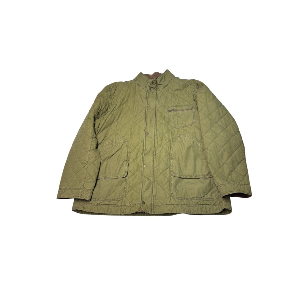 LL Bean Mens XXL Quilted Field Jacket Olive Green Cotton Barn Coat 295901
